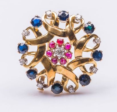 Broche rosace en or jaune 18 carats (750...