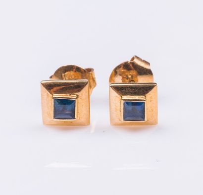 Paire de boutons d'oreilles de forme carrée...
