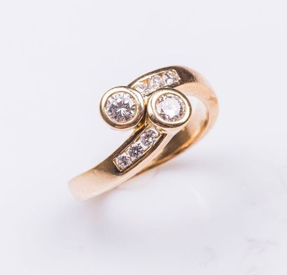 Bague toi et moi en or jaune 18 carats (750...