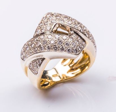 Bague croisée en or jaune 18 carats (750...