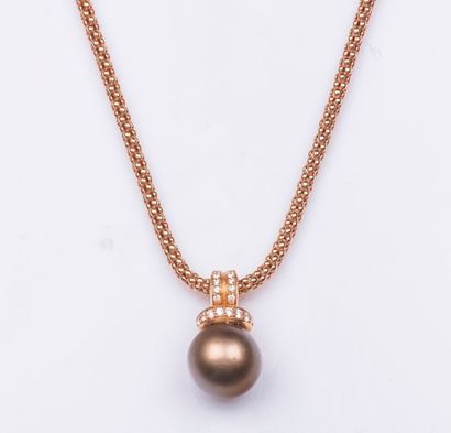 Chaine grainée en or rose 18 carats (750...
