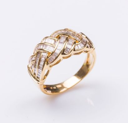 Bague tressée en or jaune 18 carats (750...