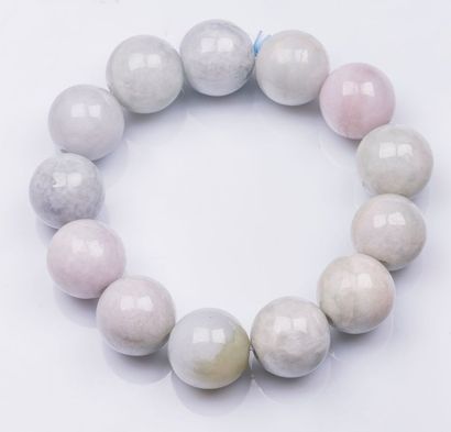 Bracelet de boules de jade néphrite blanc...