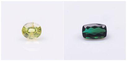 Une tourmaline verte rectangulaire pesant...