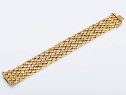 Bracelet ruban souple en or jaune et or rose...