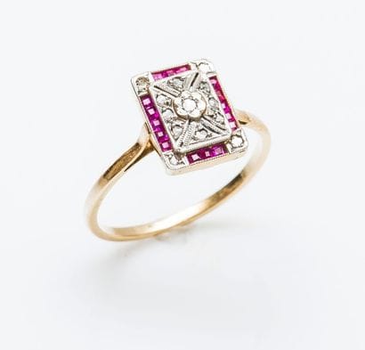 Bague en or jaune 18 carats (750 millièmes),...