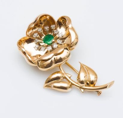Broche en or jaune 18 carats (750 millièmes)...