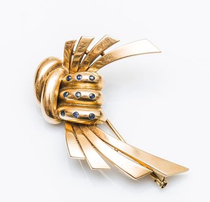 Broche nœud en or jaune 18 carats (750 millièmes)...