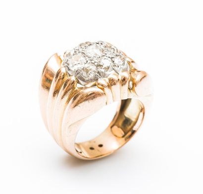 Bague en or rose 18 carats (750 millièmes)...