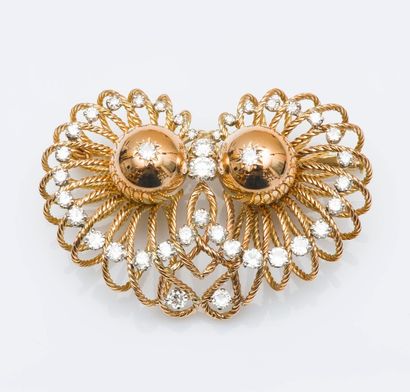 Broche en or jaune et or rose 18 carats (750...
