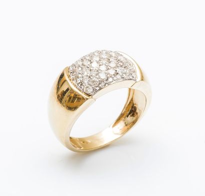 Bague jonc à ressauts en or jaune et or gris...