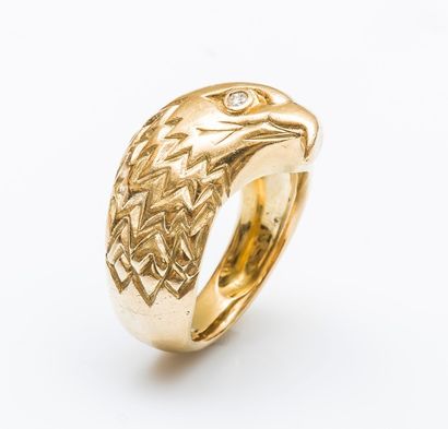 Bague en or jaune 18 carats (750 millièmes)...