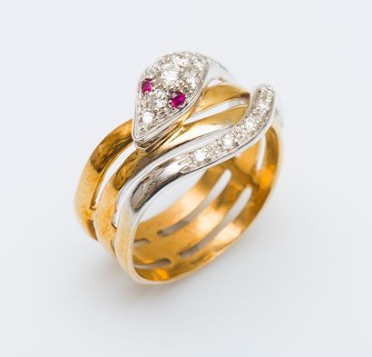 Bague serpent en or jaune 18 carats (750...