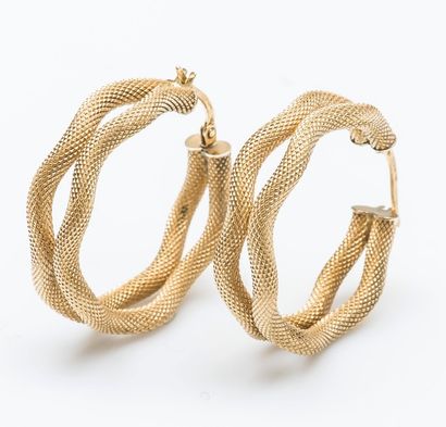 Paire de créoles double en or 18 carats (750...