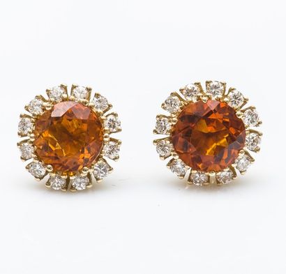 Paire de boutons d’oreilles fleur en or jaune...
