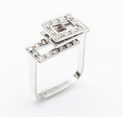 Bague géométrique en or gris 18 carats (750...