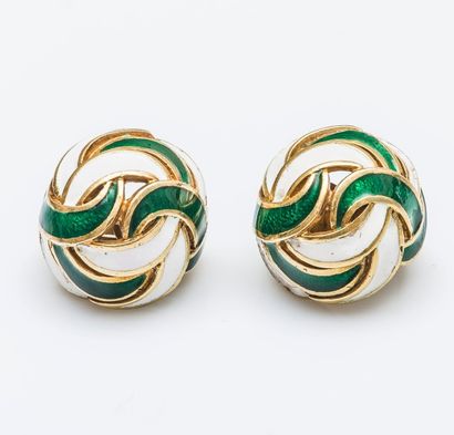 Paire de clips d’oreilles boules en or jaune...