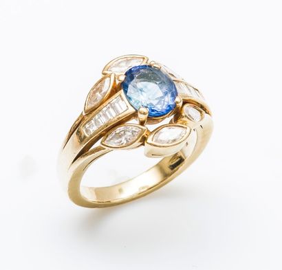 Bague en or jaune 18 carats (750 millièmes)...
