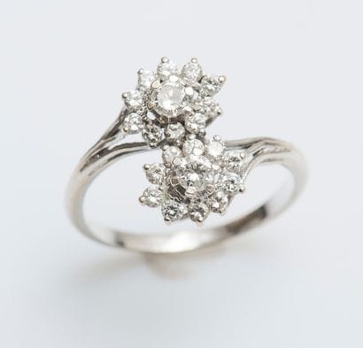 Bague toi et moi en or gris 18 carats (750...