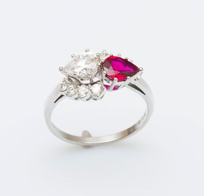 Bague toi et moi en platine (950 millièmes)...