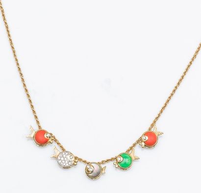 Collier en or jaune 18 carats (750 millièmes)...