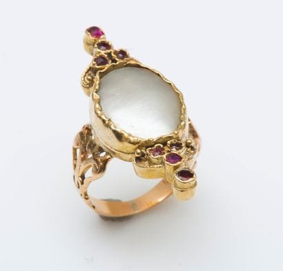 Bague navette en or jaune 18 carats (750...