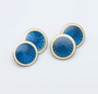 Paire de boutons de manchettes en or jaune...