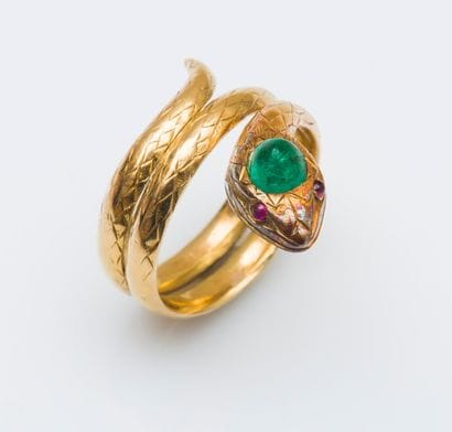 Bague serpent en or jaune 18 carats (750...