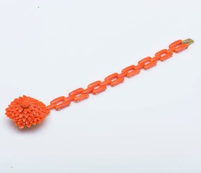 Bracelet articulé en corail (corallium spp....