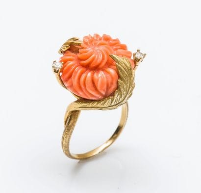 Bague en or jaune 18 carats (750 millièmes)...