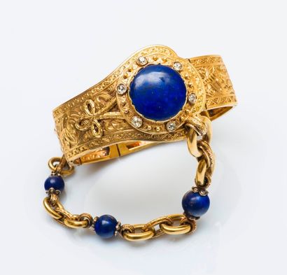 Bracelet manchette en or jaune 18 carats...