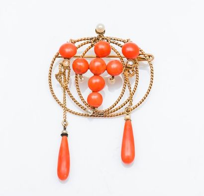 Broche en or jaune 18 carats (750 millièmes),...