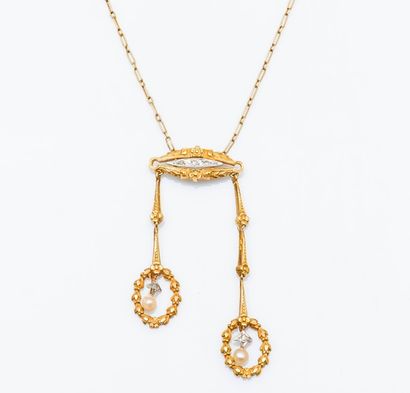 Collier négligé en or jaune et or gris 18...