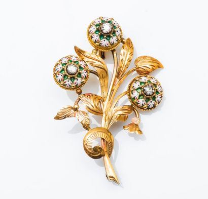 Broche en or jaune 18 carats (750 millièmes)...