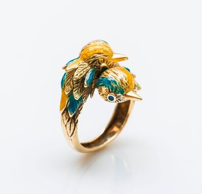 Bague toi et moi en or jaune 18 carats (750...