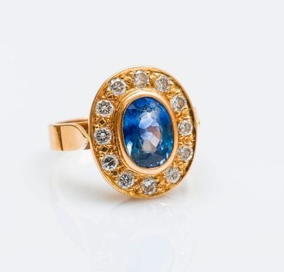 Bague en or jaune 18 carats (750 millièmes)...
