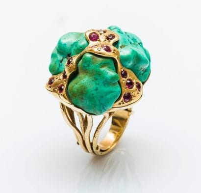 Bague en or jaune 14 carats (585 millièmes)...