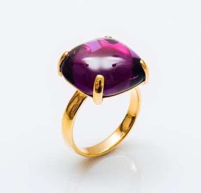 Bague en or jaune 18 carats (750 millièmes)...