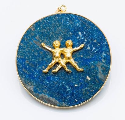 Pendentif rond en or jaune 18 carats (750...