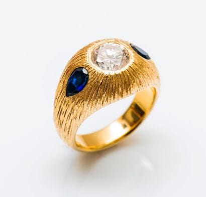Bague en or jaune 18 carats (750 millièmes)...