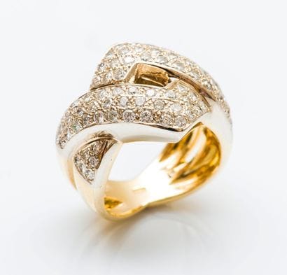 Bague en or jaune 18 carats (750 millièmes)...