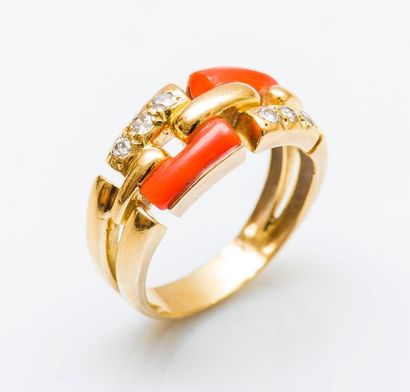 Bague en or jaune 18 carats (750 millièmes)...