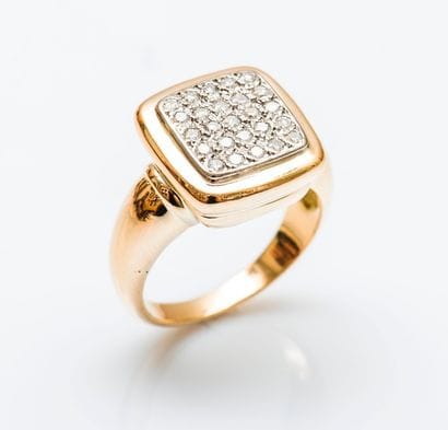 Bague en or jaune 18 carats (750 millièmes),...
