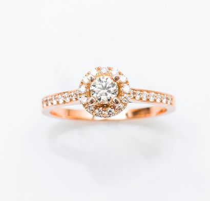 Bague solitaire en or rose 18 carats (750...