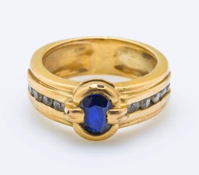 Bague jonc godronnée en vermeil (925 millièmes)...