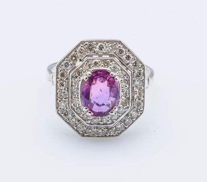 Bague en or gris 18 carats (750 millièmes),...