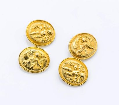 Paire de boutons de manchettes en or jaune...