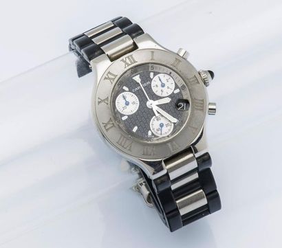 CARTIER
Chronographe «Pasha» en acier, boîtier...