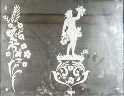 8 panneaux en miroir gravé de fleurs et de...