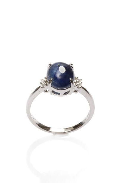 Bague en or blanc 750 millièmes (18K) ornée...